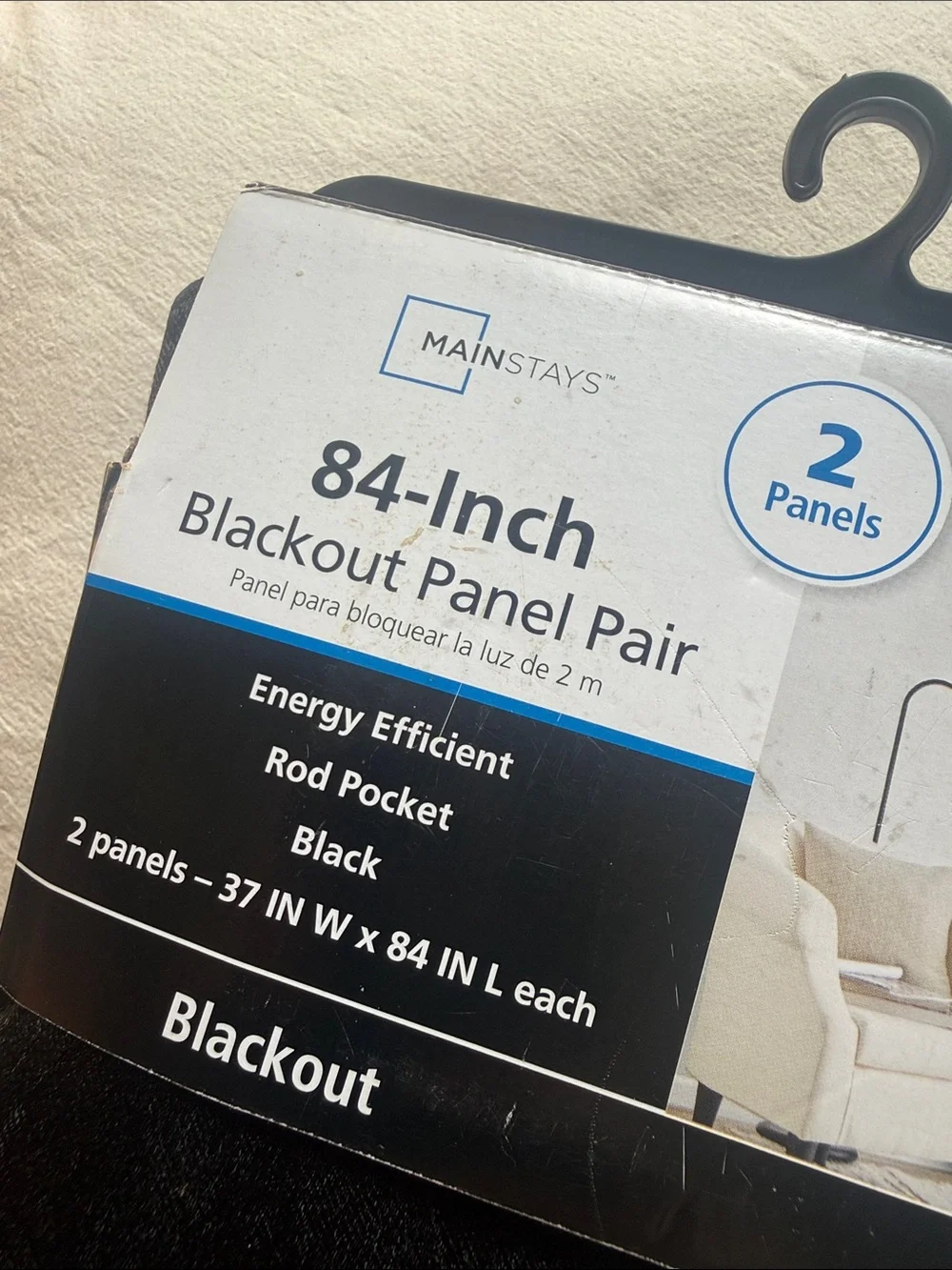 Mainstays Black Blackout Curtain Panel Pair